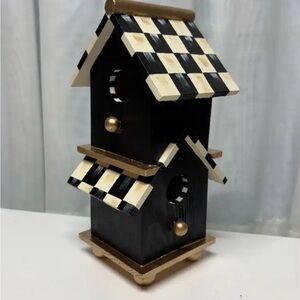 New hand painted custom Black and White Checkered Birdhouse apartments gold